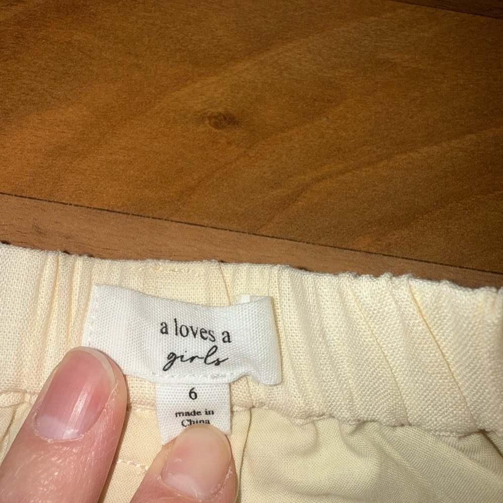 A loves a girls trouser style linen blend tan pant sz 6 preppy lightweight - Picture 5 of 5